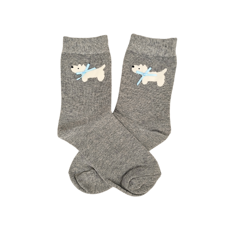 Dog‑Bow Embroidered Crew Socks 🐶