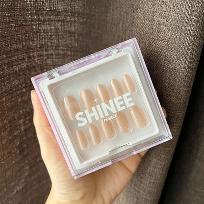 Your go to press on nails - best press on nails nz - almond shape nails - Beige Glazed Oval
