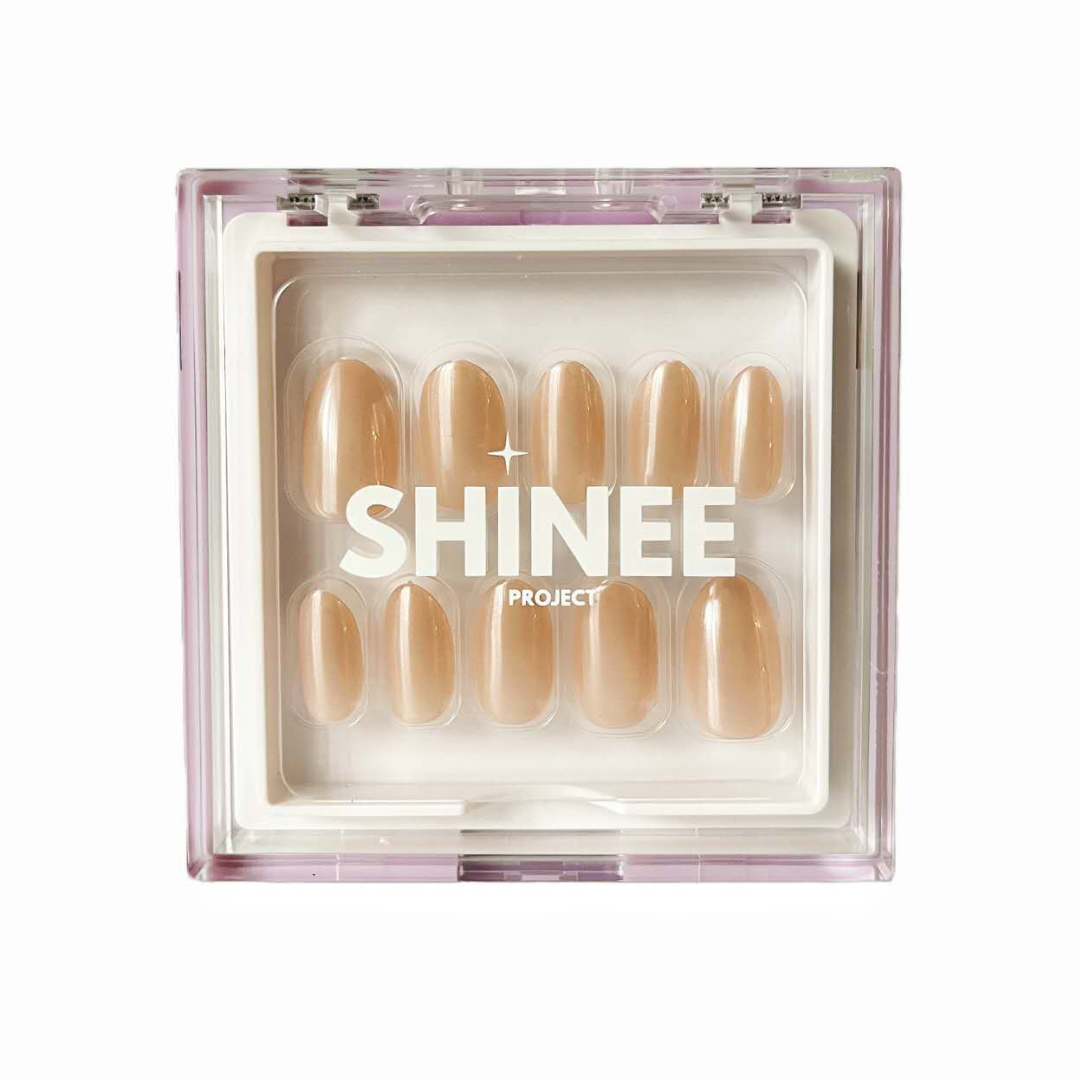 Your go to press on nails - best press on nails nz - almond shape nails - Beige Glazed Oval