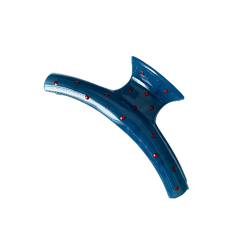 A super cute blue claw clip sprinkled with tiny red dots — playful, sweet, and perfect for every girl who loves a little pop of color in her everyday hairstyle.
