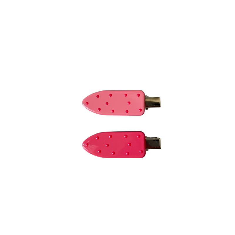 A simple and cute 2‑piece pink hair clip set featuring two pastel grip‑style clips in different shades of pink — perfect for soft‑girl, kawaii, and everyday styling.