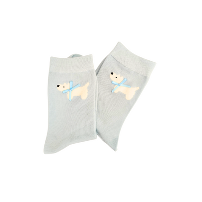 Dog‑Bow Embroidered Crew Socks 🐶