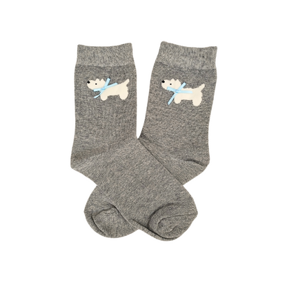 Dog‑Bow Embroidered Crew Socks 🐶