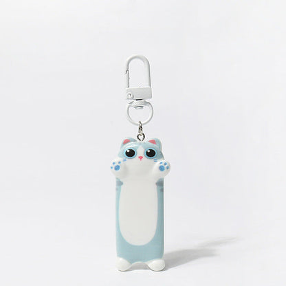 Cartoon cat-shaped keychain on a white background 