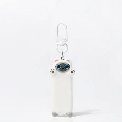 Cartoon cat keychain on a white background